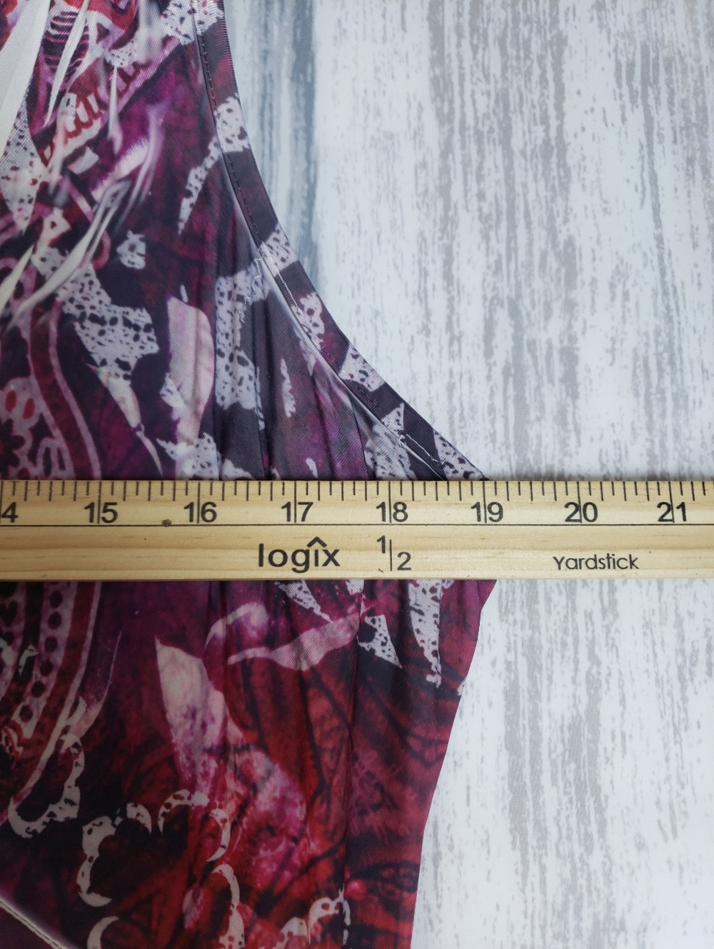 ONE WORLD Pink & Purple Sublimation Maxi Dress Crochet Straps Stretchy XL 1i - Picture 6 of 9